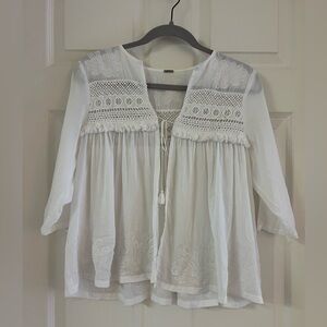 Chan Luu cotton kimono/coverup. Tie front. White. EUC! Size XS.